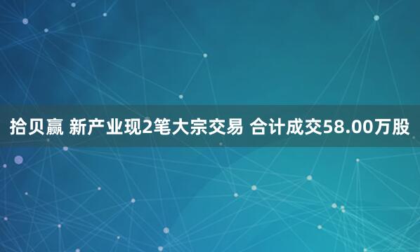拾贝赢 新产业现2笔大宗交易 合计成交58.00万股